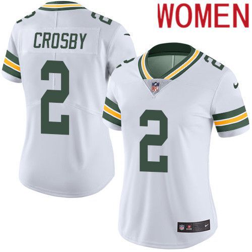 Women Green Bay Packers #2 Mason Crosby White Nike Vapor Limited NFL Jersey->women nfl jersey->Women Jersey